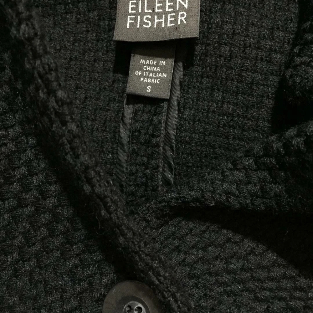 Eileen Fisher Black Textured Blazer S - Picture 3 of 5